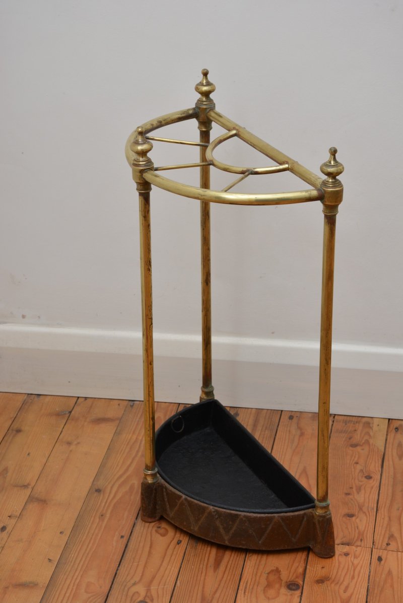 Original Antique Victorian Umbrella Stand in Brass - Image 2
